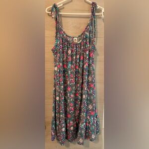 Sew in Love- Grey & Neon Pink/Purple Floral Thin Strap Dress